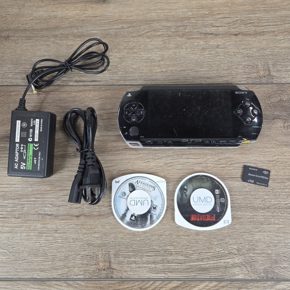 Sony PSP-1001 Handheld Console w/ Power Adapter 1 GB Mem Card - No Battery